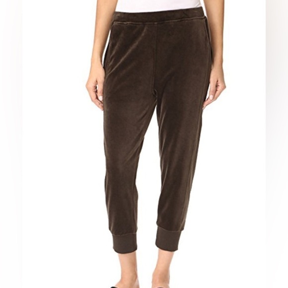 Vince Chocolate Brown Lounge High Rise Velour Cuffed Jogger - Picture 1 of 9